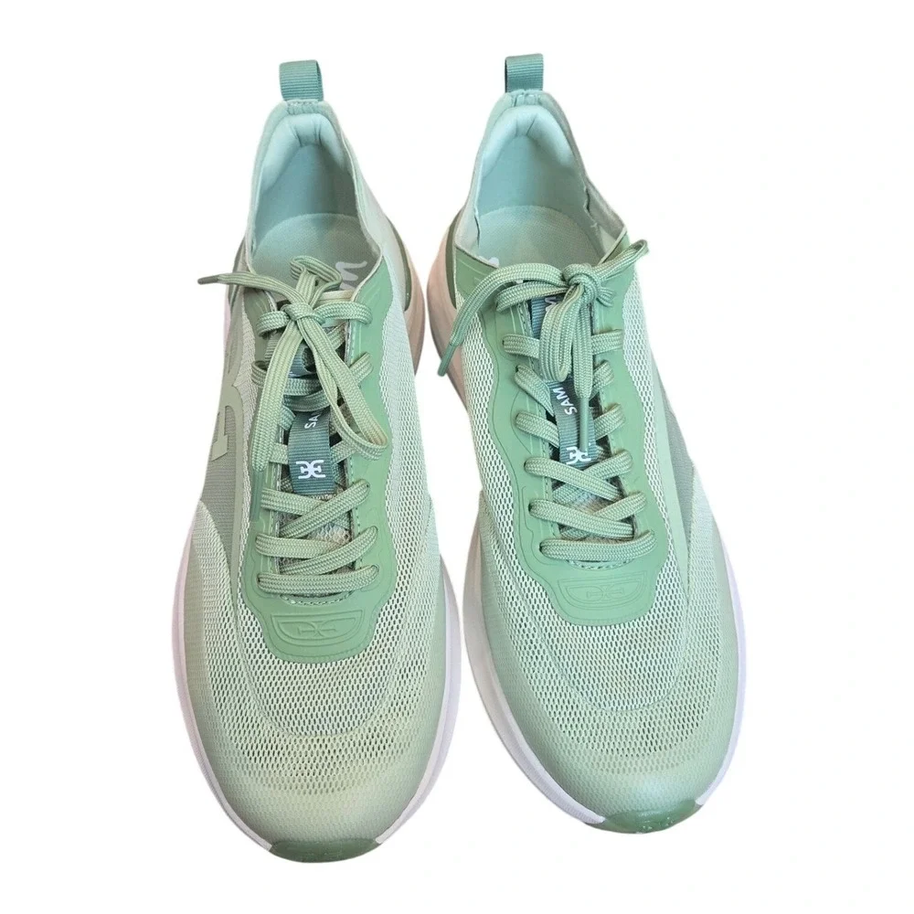 Sam Edelman Sarita Sneakers Green Mesh Lace Up Athletic Shoes Tennis Preppy 10.5